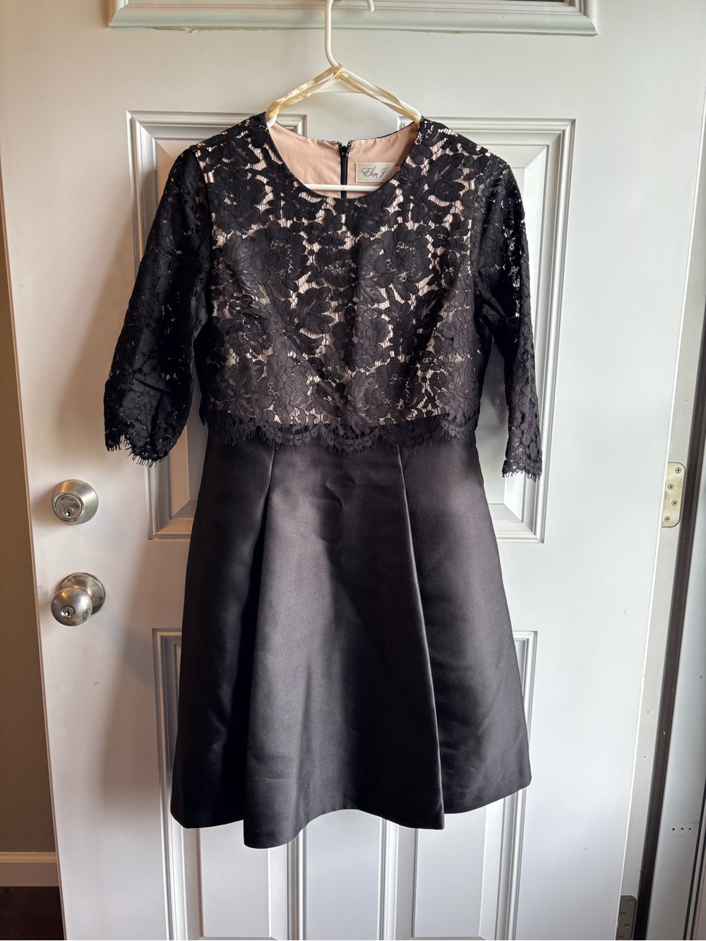 Eliza J Black Lace Bodice Satin Skirt Formal Dress